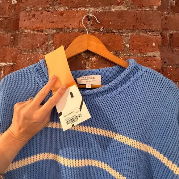 La Ligne Blue and Cream Striped Crewneck Sweater - Picture 2 of 4